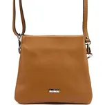 MiaMore Kožená crossbody dámská kabelka se třemi oddíly camel hnědá
