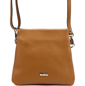 Kabelka MiaMore Kožená crossbody dámská kabelka se třemi oddíly camel hnědá
