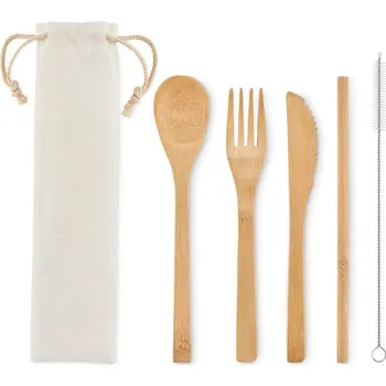 Svačinový box Příbory a brčko z bambusu Setstraw