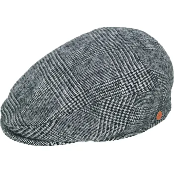 Čepice Podzimní šedá kostkovaná bekovka od Mayser - vlněná jarní bekovka s měkkým kšiltem Velikost: 59 cm (L)