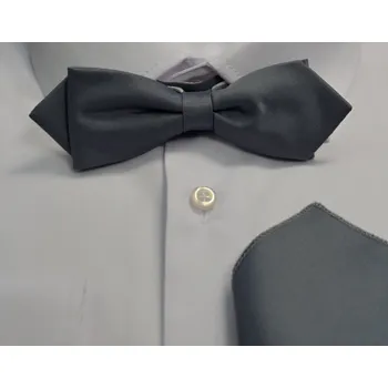 Motýlek Pánský motýlek s kapesníkem M5 - vzor 199 - šedý