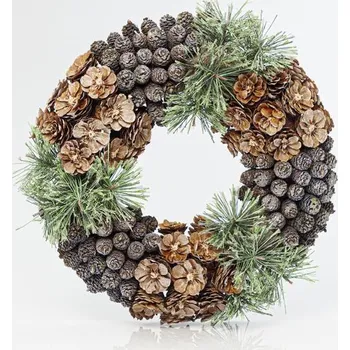 Vánoce Eurolamp Vánoční dekorace věnec se šiškami, průměr 34 cm, 1 ks