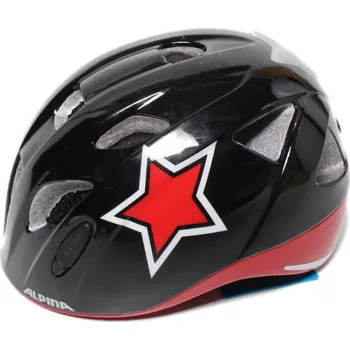 Cyklistická přilba Alpina Ximo Flash černá/červená hvězda (45-49 cm) (Dětská helma na kolo Alpina Ximo Flash černá/červená hvězda (45-49 cm))