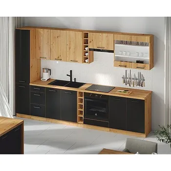 Kuchyňská linka Modena 2 kuchyňská linka 315/315 cm černá/dub artisan