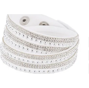 Náramek Náramek na ruku zdobený lesklými kamínky - bílý