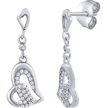 Šperk Stříbrné visací náušnice ve tvaru srdce Tarja s Brilliance Zirconia JJJ1670E