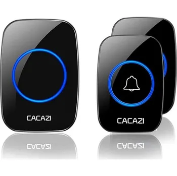 Domovní zvonek CACAZI A10 bezdrátový 1x přijímač + 2x tlačítko - černý