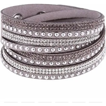 Náramek Náramek na ruku zdobený lesklými kamínky - šedý