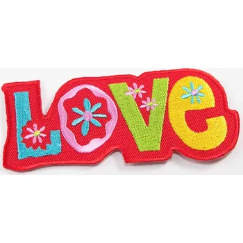 Nažehlovací záplata - LOVE - rozměr 4,5 cm x 10,5 cm - červená