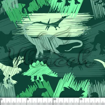 Zakázkový tisk, softshell, kočárkovina... Dinosauři na zelené Látky k tisku: Microfirba