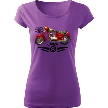Dámské tričko s motorkou Jawa 250 fialové