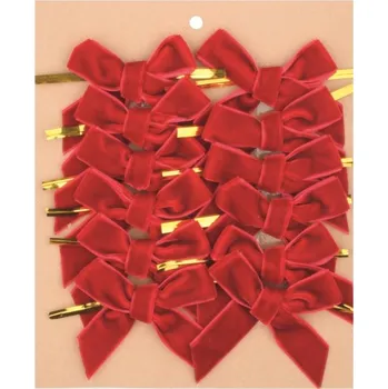 Vánoce Mašle sametová červená 8 cm, 12 ks