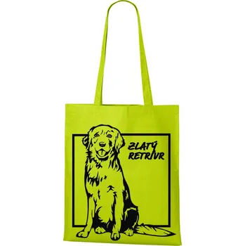 Plátěná taška Zlatý retrívr, Barva Limetková, Velikost 40×45 cm, Canvas Nákupní taška Bezvatriko.cz 1009