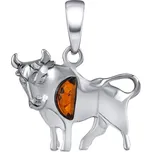Stříbrný přívěsek znamení zvěrokruhu Býk s Jantarem AAJ180P05