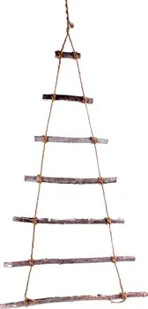 Vánoční dekorace Závěsný dřevěný vánoční stromeček přírodní/tmavě bílý 75 cm