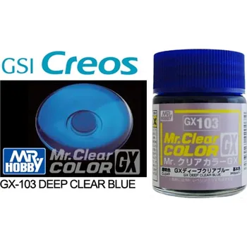 Modelářská barva Gunze Sangyo GX103 Mr Clear Color GX Clear Blue 18ml