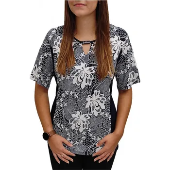 Dámská halenka Halenka Ina modro-bílá s kovem Velikost Ina: 48