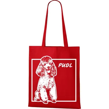 Plátěná taška Pudl, Barva Červená, Velikost 40×45 cm, Canvas Nákupní taška Bezvatriko.cz 1186 - DTF/DTG