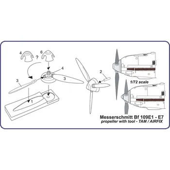 Plastikový model AML 1/72 Bf 109E1-E7 propeller w/ tool (TAM/AIRFIX)