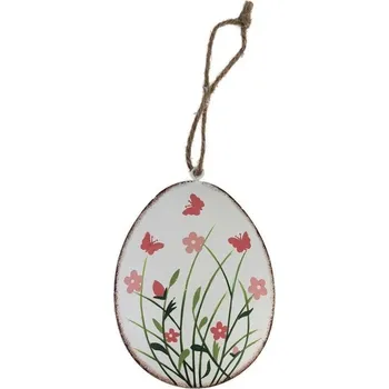 Velikonoční dekorace Vajíčko závěsné bílé kov