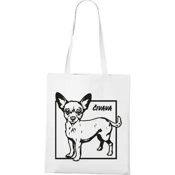 Plátěná taška Čivava, Barva Bílá, Velikost 40×45 cm, Canvas Nákupní taška Bezvatriko.cz 1052 - DTF/DTG