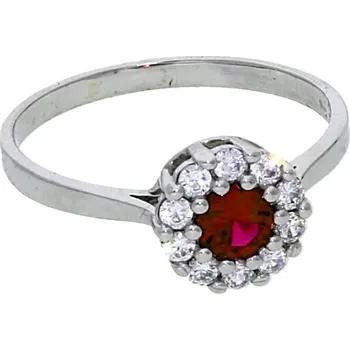 Prsten Goldstore Prsten s kulatým rubínem bílé zlato Velikost: 54, Váha: 1.98 g