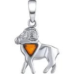 Stříbrný přívěsek znamení zvěrokruhu Beran s Jantarem AAJ180P04