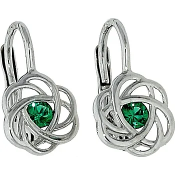 Náušnice Goldstore Dívčí náušnice bílé zlato zelený zirkon Váha: 1.70 g