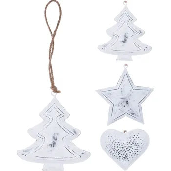 Vánoční dekorace Ozdoba kovová mix tvarů 15 cm