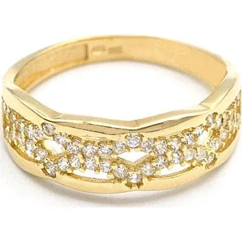 Prsten Zlatý prsten vlnky s oky se zirkony 2,40g