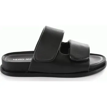 Dámské sandále ČERNÉ KOŽENÉ PANTOFLE Vero Moda