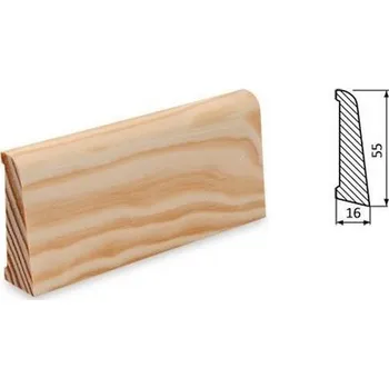 Podlahová lišta NOVÁK Vzorek - Podlahová soklová lišta 55x16 borovice surová V-bo5516