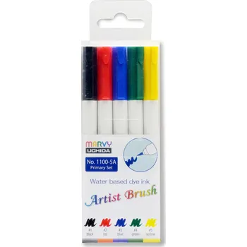 Marvy Umělecké fixy se štětcovým hrotem Artist Brush sada 5ks PRIMARY