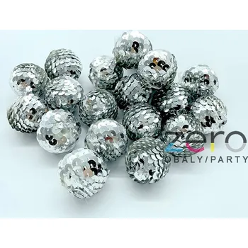 Koule pr. 3-4 cm (20 ks) - stříbrná s flitry