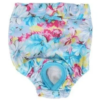 Obleček pro psa Puppia hárací kalhotky Spring Garden sanitary modré varianta S