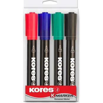 Permanentní popisovač KORES zkosený hrot 2-5 mm - sada 4 ks