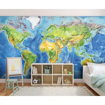 Tapeta Malvis ® Tapeta Mapa světa zelenomodrá Vel. (šířka x výška): 144 x 105 cm