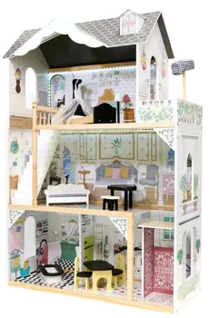 Domeček pro panenku Dřevěný domeček pro panenky 122 cm + nábytek XXL + LED