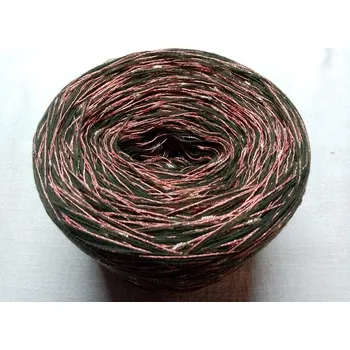 Příze Merino Khaki-lachs-gold 3-nitka 1000m s nopkovou nitkou (Duhové merino klubko s nopky Khaki-lachs-gold)