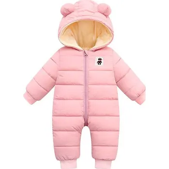 Kojenecká kombinéza Kojenecká zimní kombinéza s kapucí s oušky - Medvídek Barva: Růžová, Velikost: 80/12M