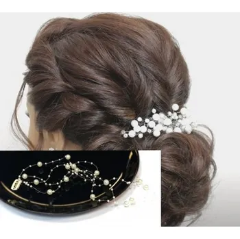Ozdoba do vlasů Aplikace do vlasů svatební se smetanovými perličkami AP11A
