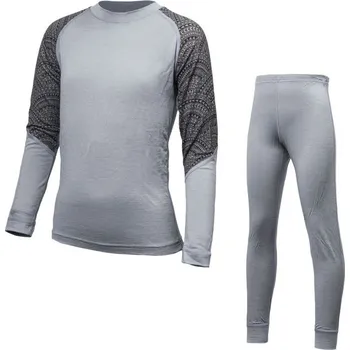 SENSOR MERINO IMPRESS SET dětský triko dl.rukáv + spodky šedá/maori Velikost: 110