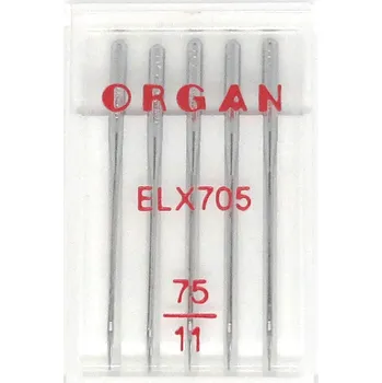 JEHLA ORGAN ELX705 COVER SÍLA 75 OSTRÁ ŠPIČKA, BALENÍ 5KS