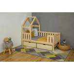 MAXIDO Dětská postel domeček Zara - dva šuplíky 200x140 přírodní (Český výrobek)