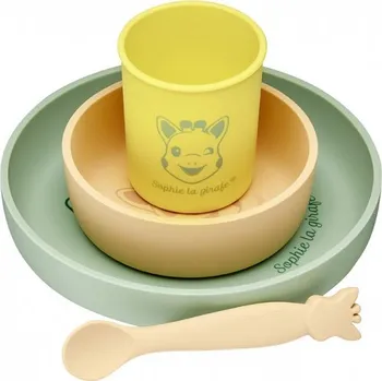 dětská jídelní sada VULLI silikonový jídelní set žirafa SOPHIE Oranžová/Zelená/Žlutá DOPRODEJ!