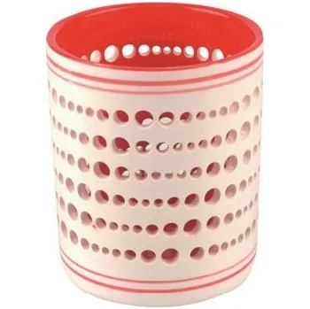 Svícen Svícen keramický bíločervený 9 cm