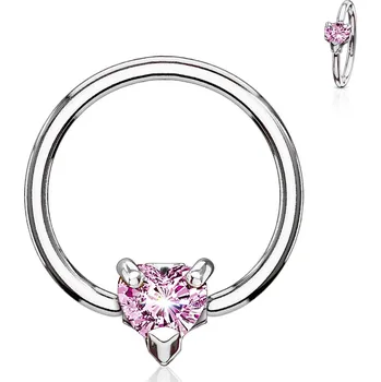 Piercing Šperky4U Piercing - kruh se srdíčkem, růžová barva - K1022-P