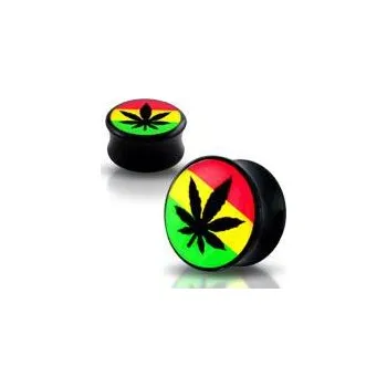 Piercing Šperky4U Akrylátový plug do ucha - list marihuany - PL01040-05