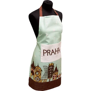 Kuchyňská zástěra Trade Concept s.r.o. Kuchyňská zástěra - PRAHA - KOČKY - tyrkys barva: praha - tyrkys