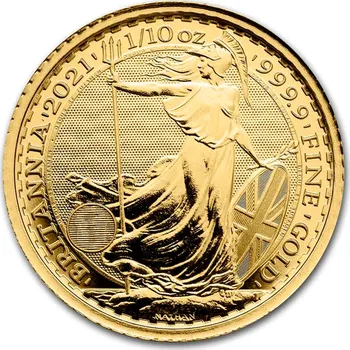 The Royal Mint Zlatá mince Britannia 1/10 oz 2021 3,1 g